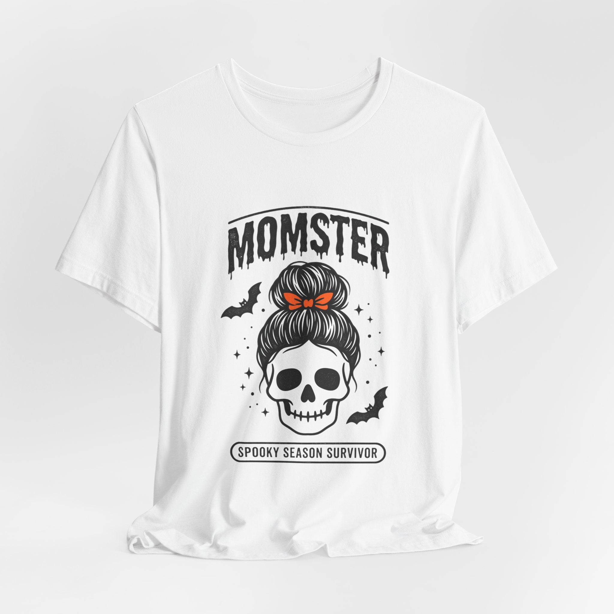 Momster Skull Mom Tee | Halloween Momster Shirt, Bat & Retro Spooky Lettering