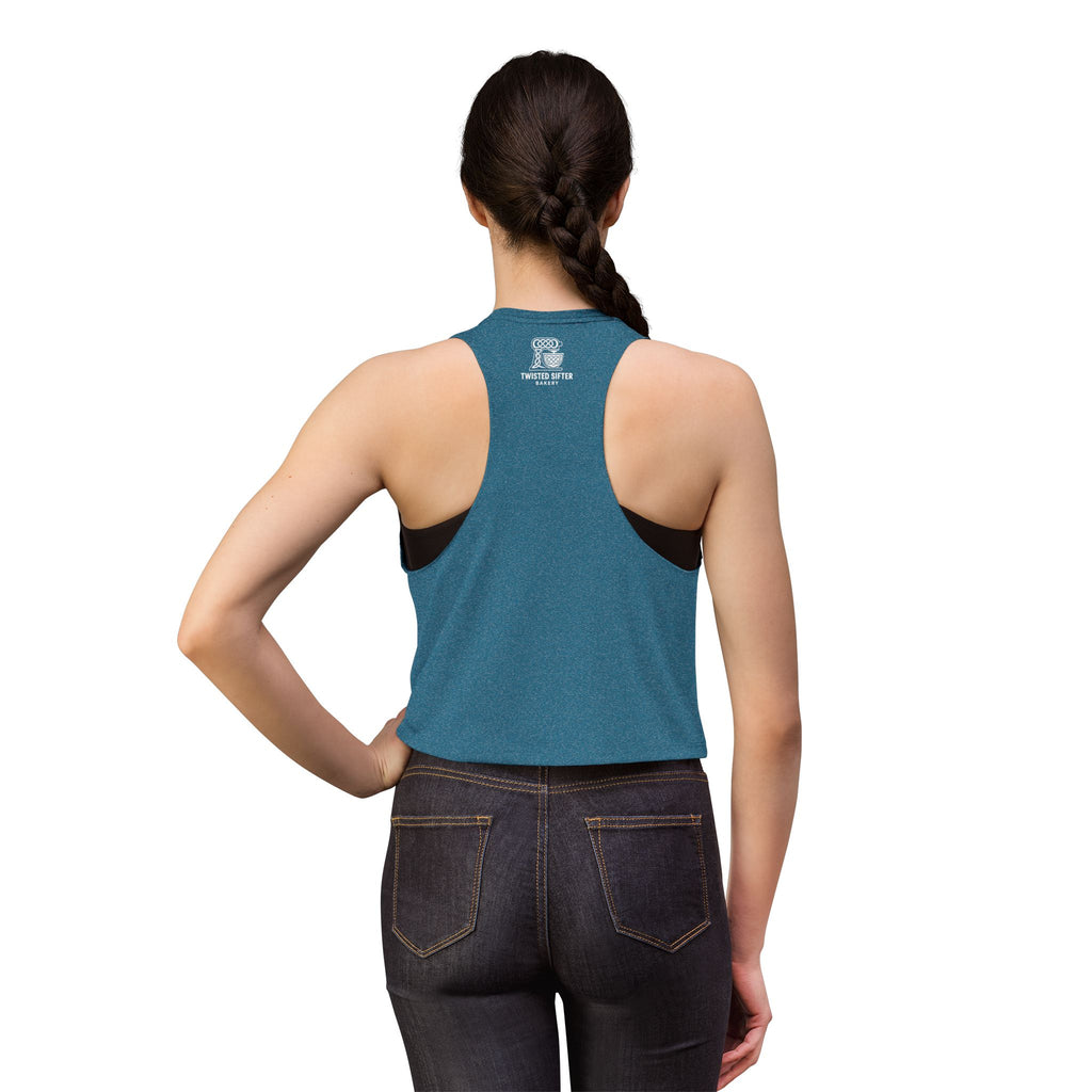 Women's Crop Top — Retro Roller Derby Graphic Tank ("Skater Dolls" Pink Moon)