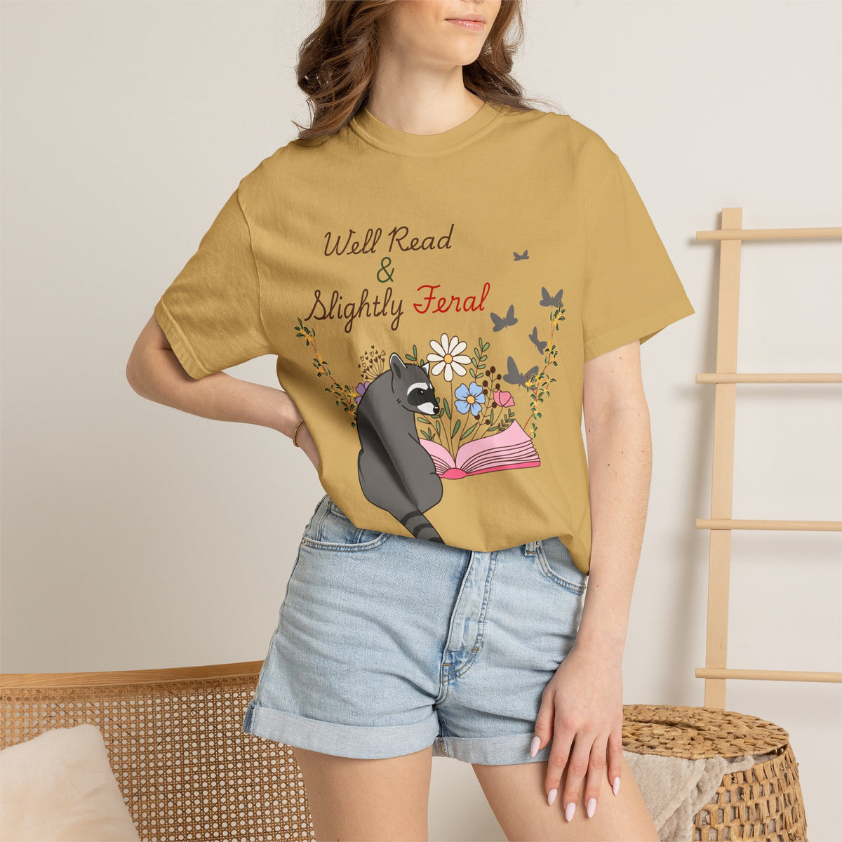 Well Read & Slightly Feral Reading Racoon - T-Shirts