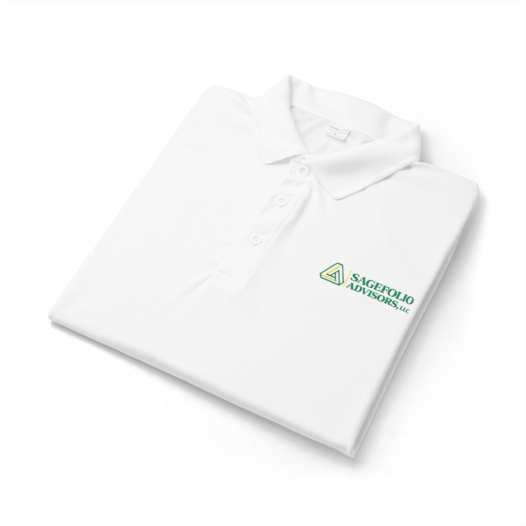 White Embroidered Polo — SageFolio Advisors Logo
