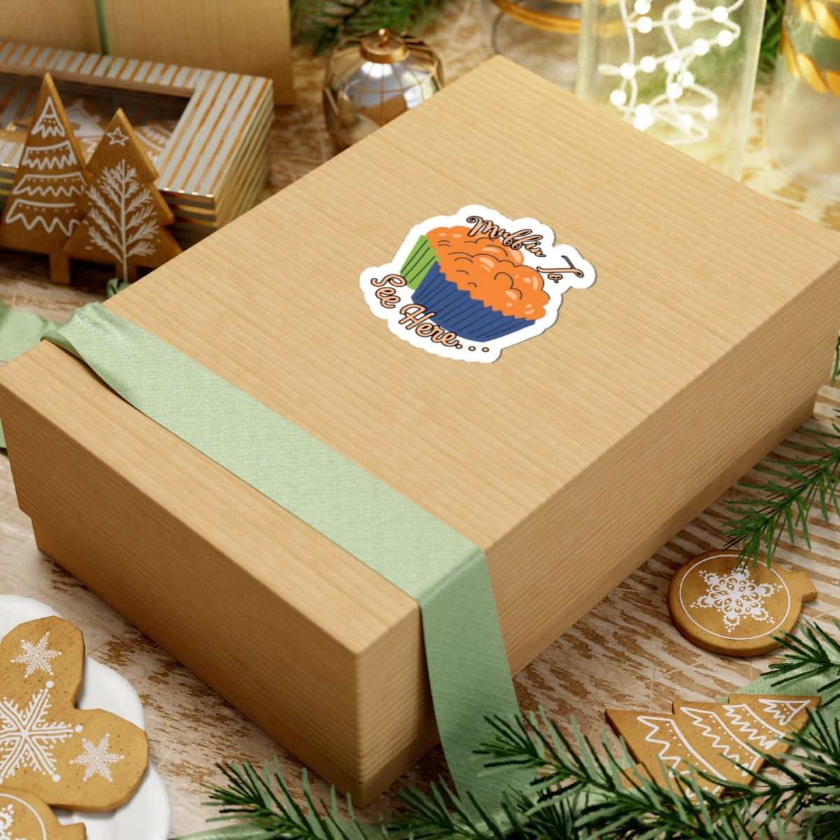 Muffin To See Here Kiss-Cut Sticker — Cute Bakery Pun Laptop Decal