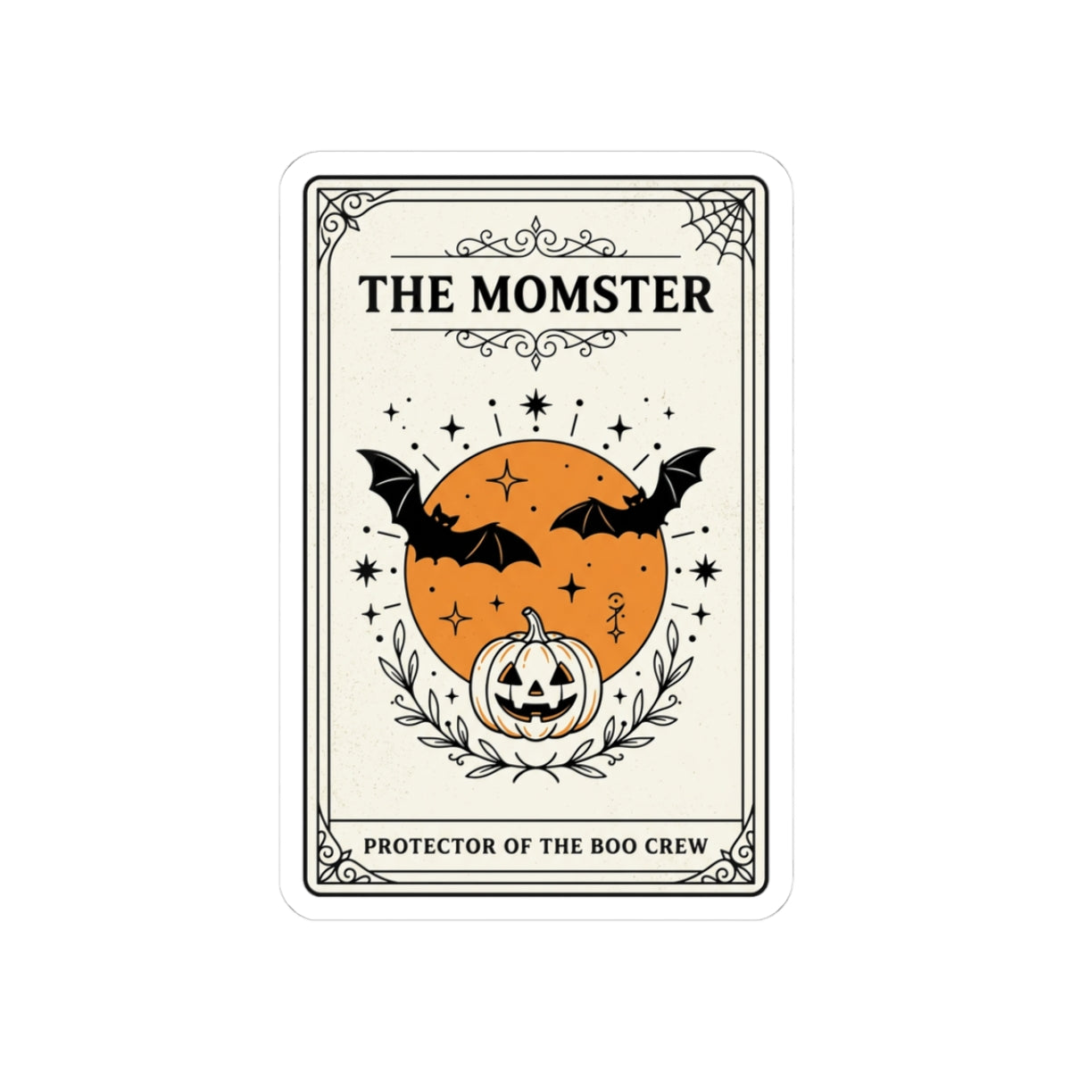 The Momster Sticker | Halloween Mom decal, bats & pumpkin, purple orange retro spooky