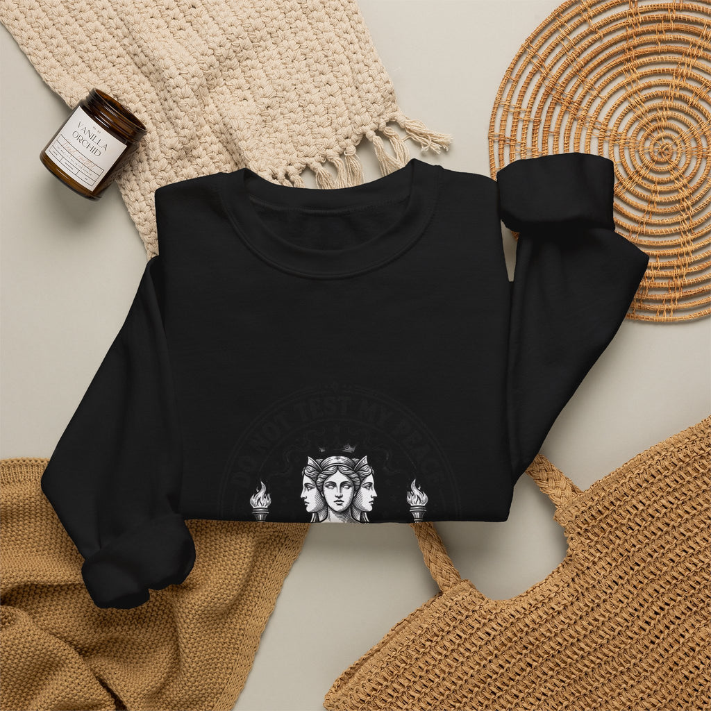 Do Not Test My Peace Athena Illustration Sweatshirt | Mythcore, Classical Art