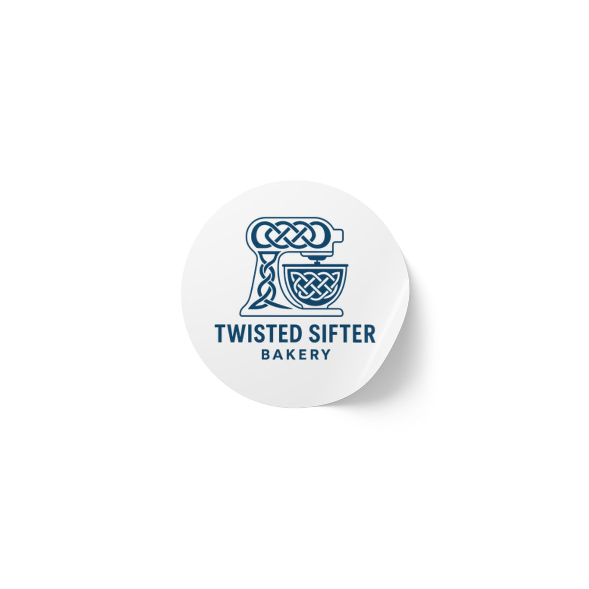 Round Bakery Logo Sticker Roll — "Twisted Sifter" Branded Labels