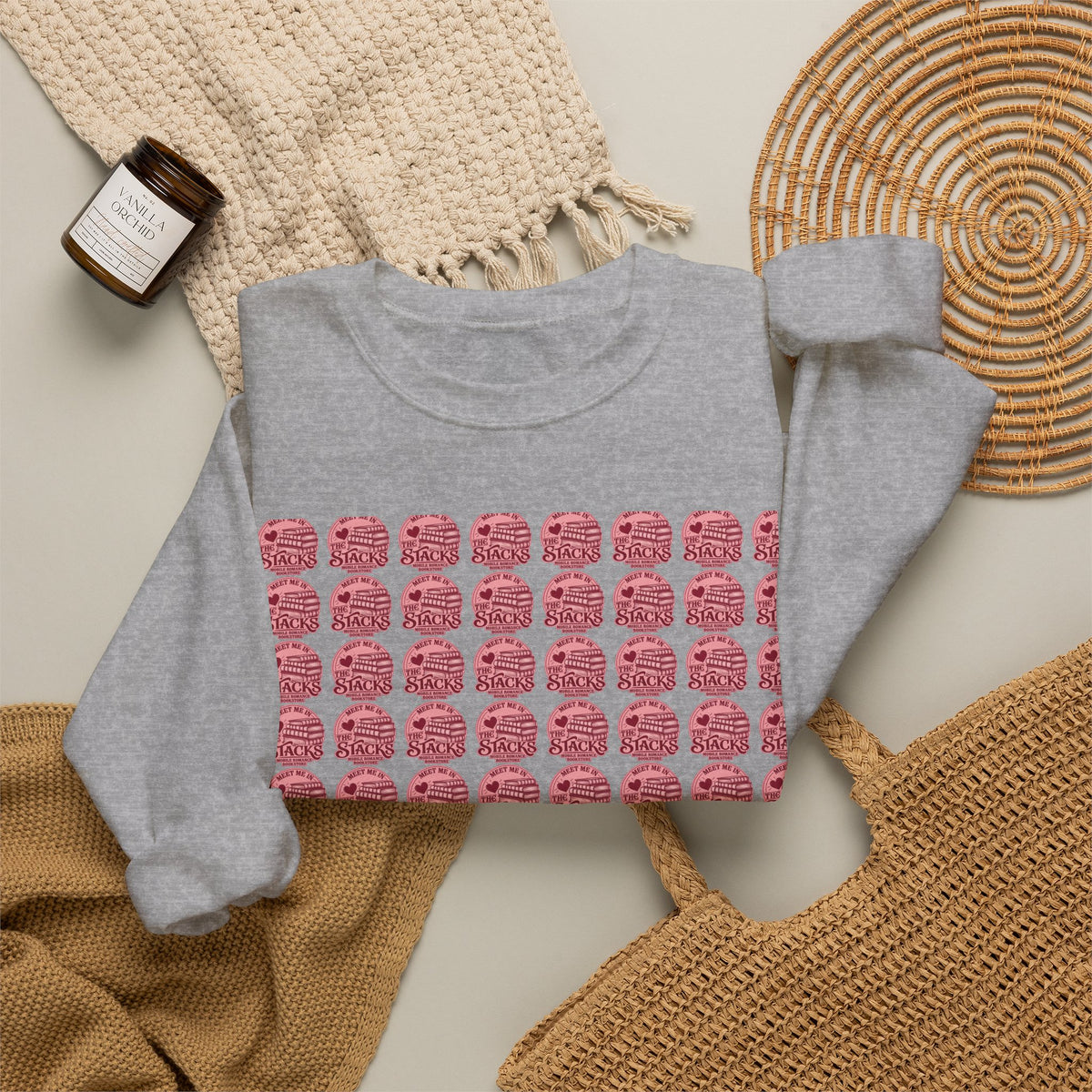 Pink Retro Grid Crewneck Sweatshirt