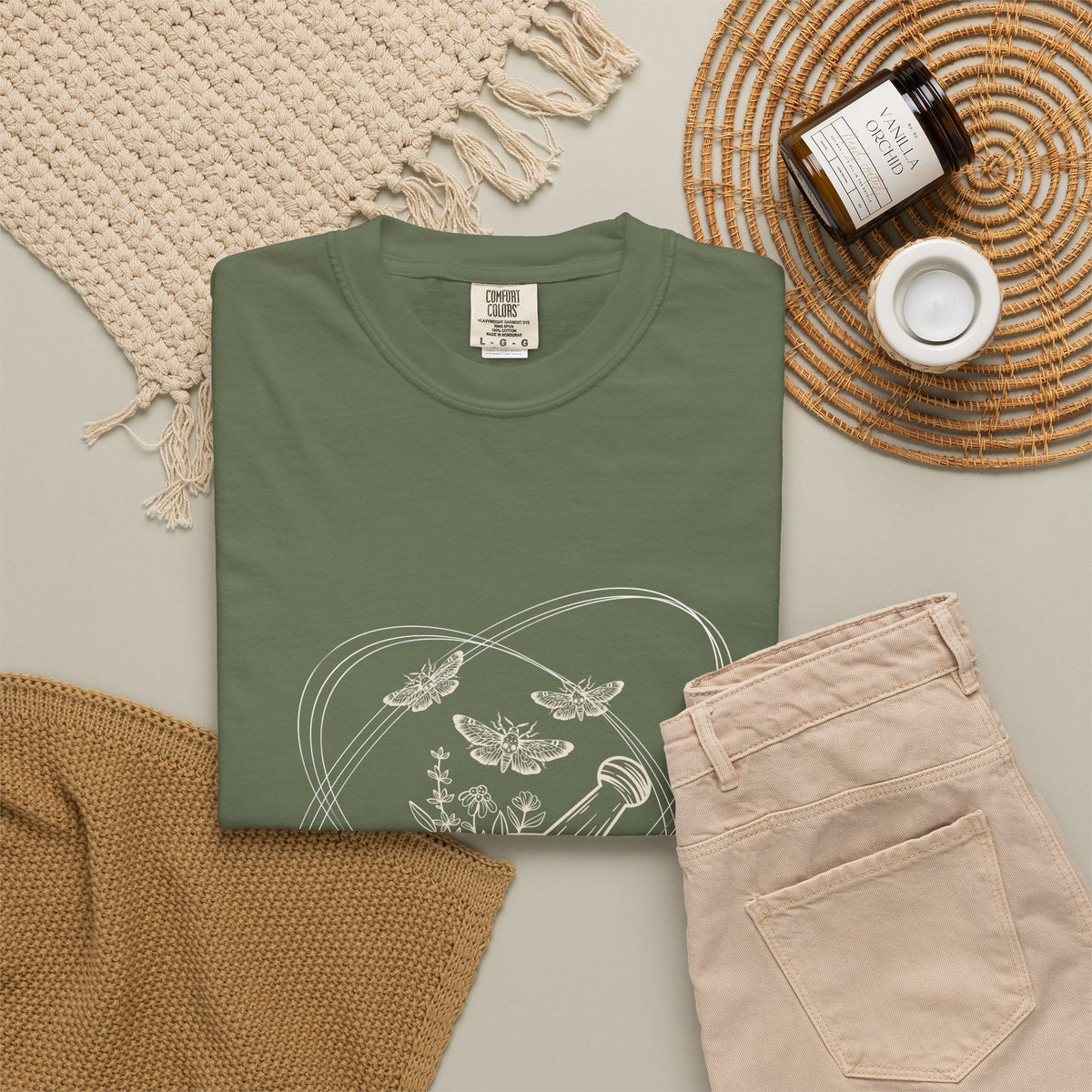 Mystic Tea Ceremony T-Shirt — Moon Phases & Moth Illustration