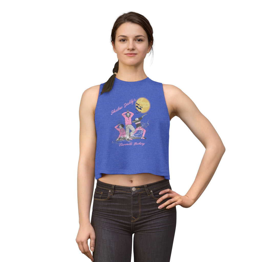 Women's Crop Top — Retro Roller Derby Graphic Tank ("Skater Dolls" Pink Moon)