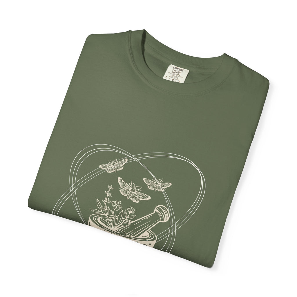 Mystic Tea Ceremony T-Shirt — Moon Phases & Moth Illustration