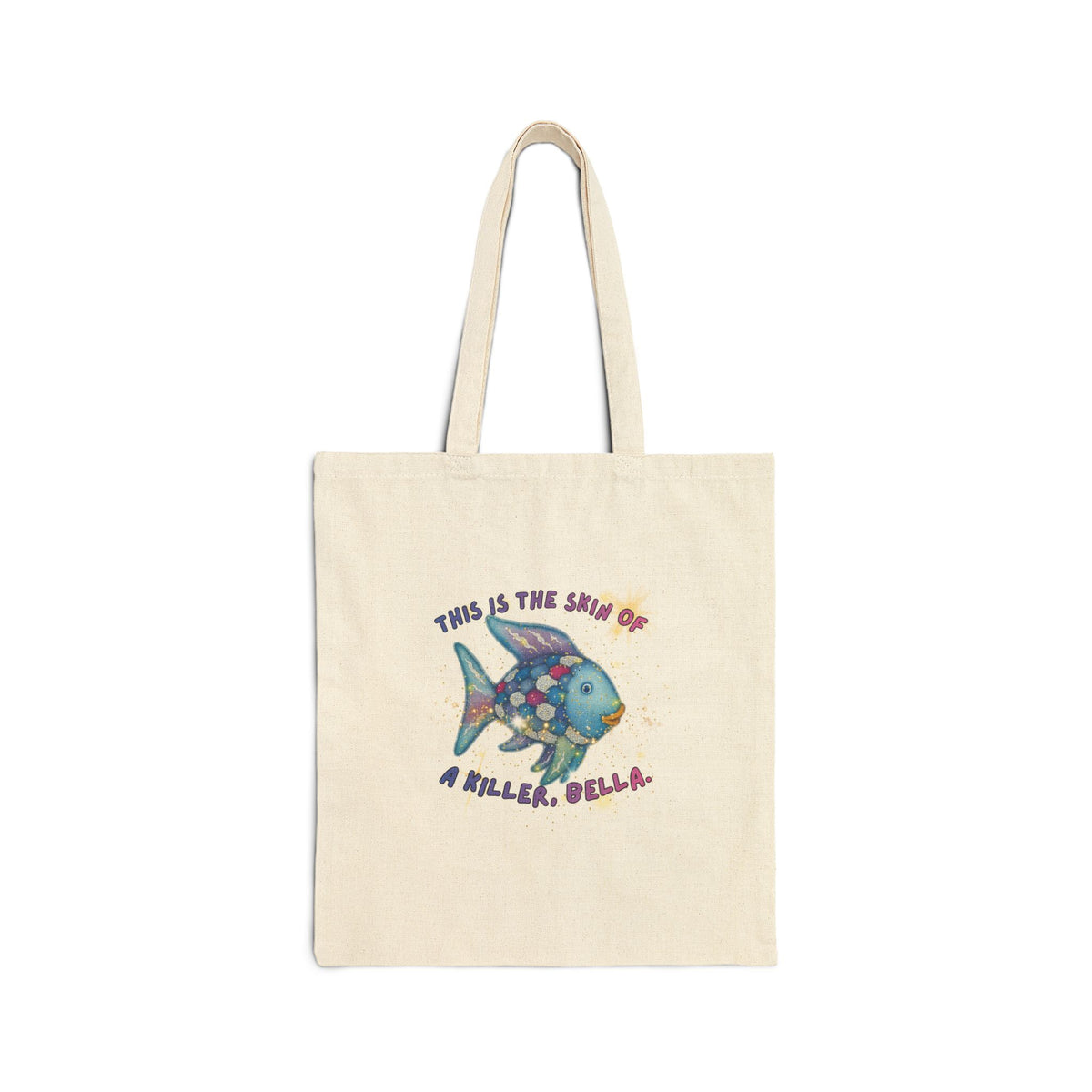 Tote Bag — "This Is The Skin Of A Killer, Baby" Colorful Fish Canvas Tote