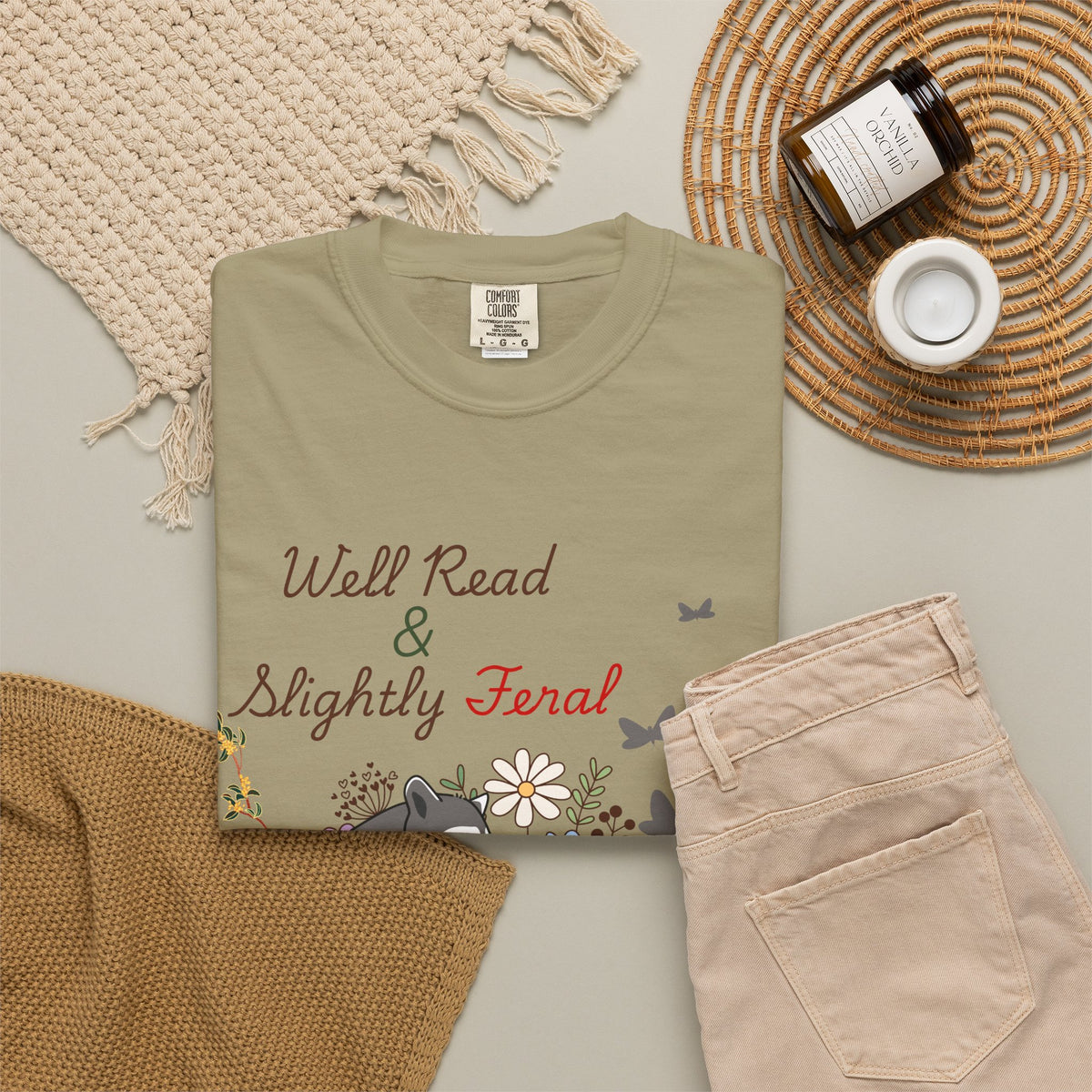 Well Read & Slightly Feral Reading Racoon - T-Shirts