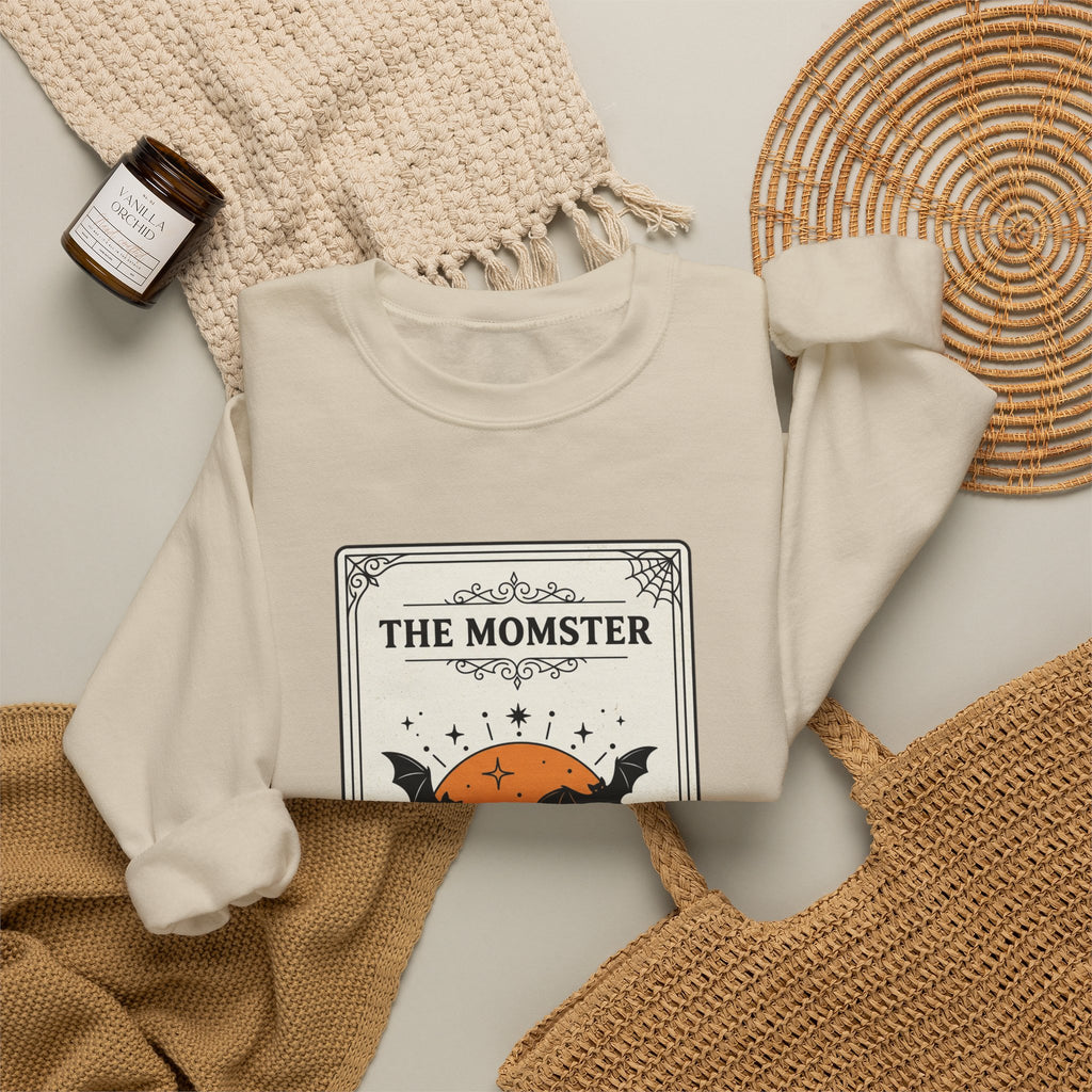 Momster Halloween Retro Crest Sweatshirt | spooky mom cardigan