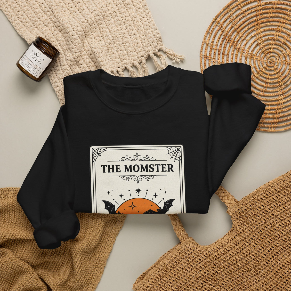 Momster Halloween Retro Crest Sweatshirt | spooky mom cardigan