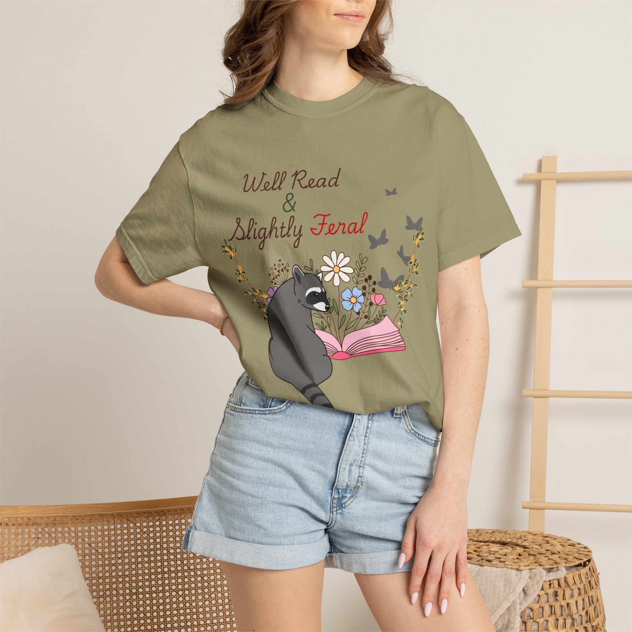 Well Read & Slightly Feral Reading Racoon - T-Shirts
