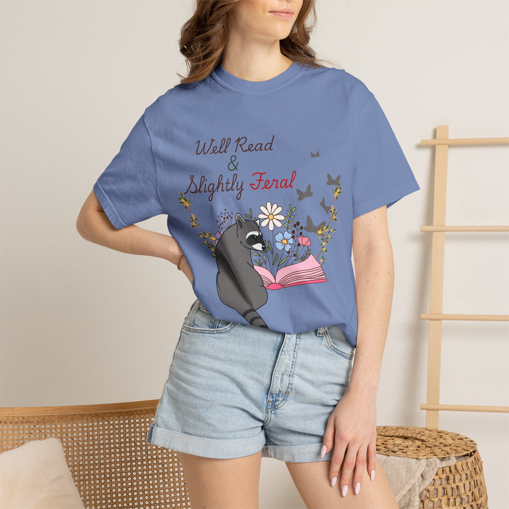 Well Read & Slightly Feral Reading Racoon - T-Shirts