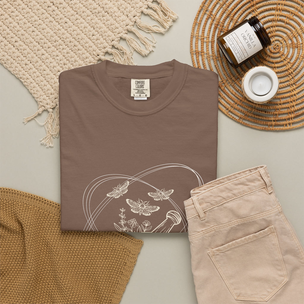 Mystic Tea Ceremony T-Shirt — Moon Phases & Moth Illustration
