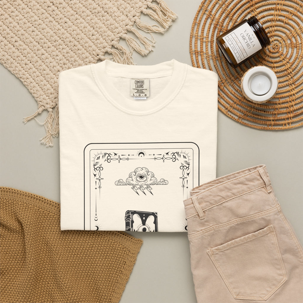 Tarot Bunny Illustration T-Shirt — 'Hold My Hand' Minimal Graphic Tee