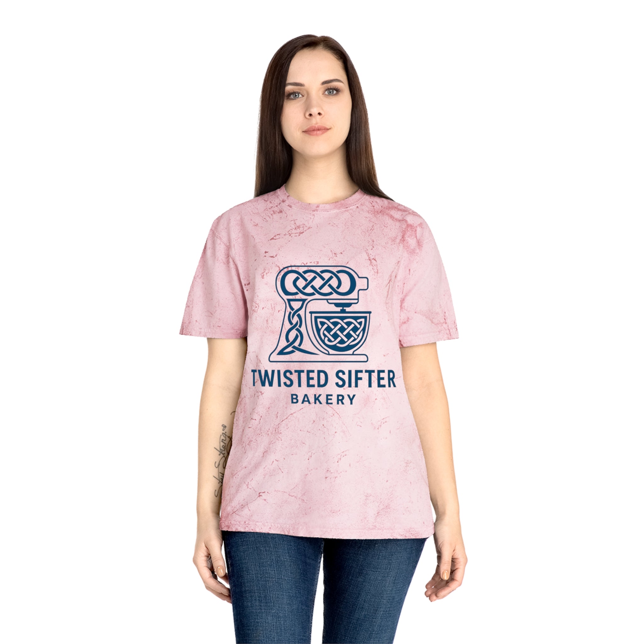 Tie-Dye T-Shirt — Twisted Sifter Bakery Logo, "TSB" Vegan Bakery Tee