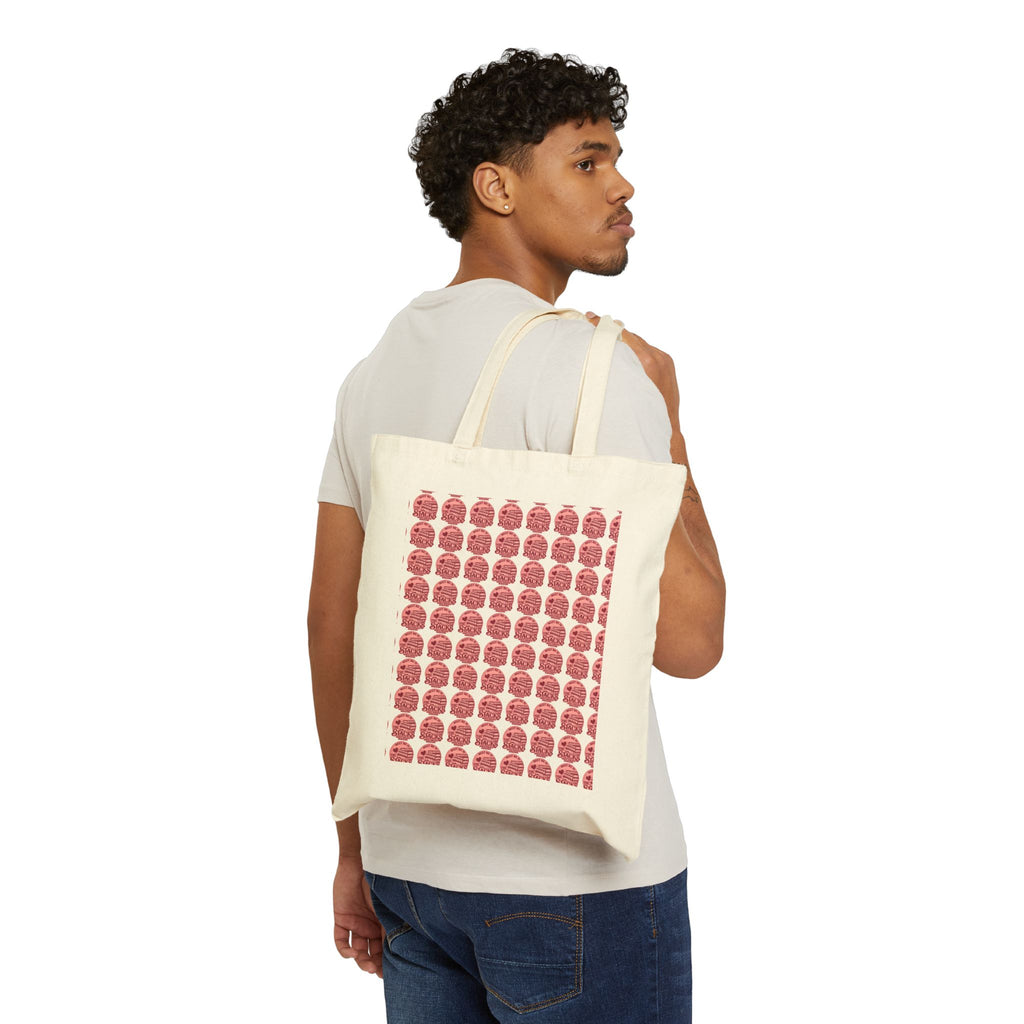 Red Pattern Graphic Cotton Canvas Tote Bag