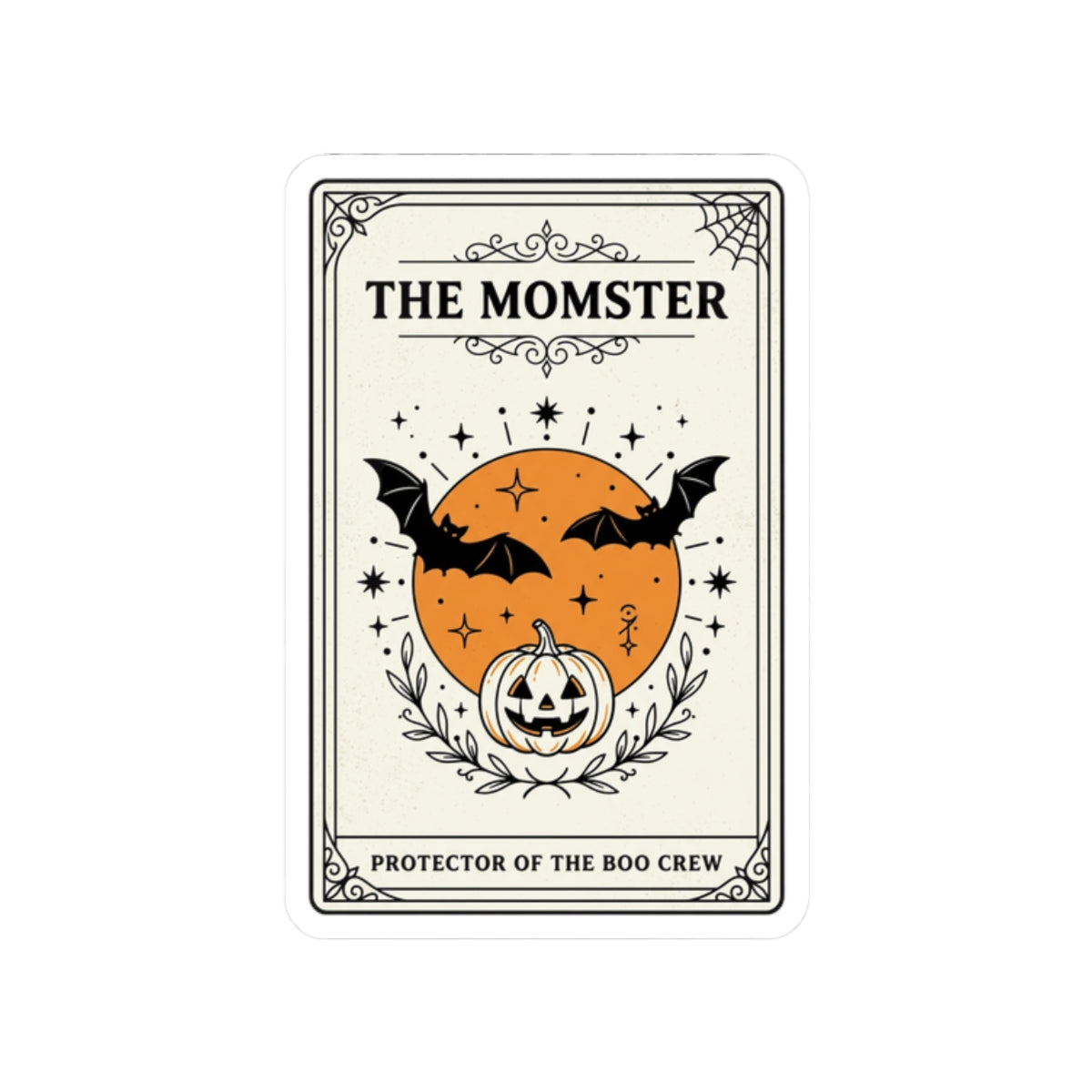 The Momster Sticker | Halloween Mom decal, bats & pumpkin, purple orange retro spooky