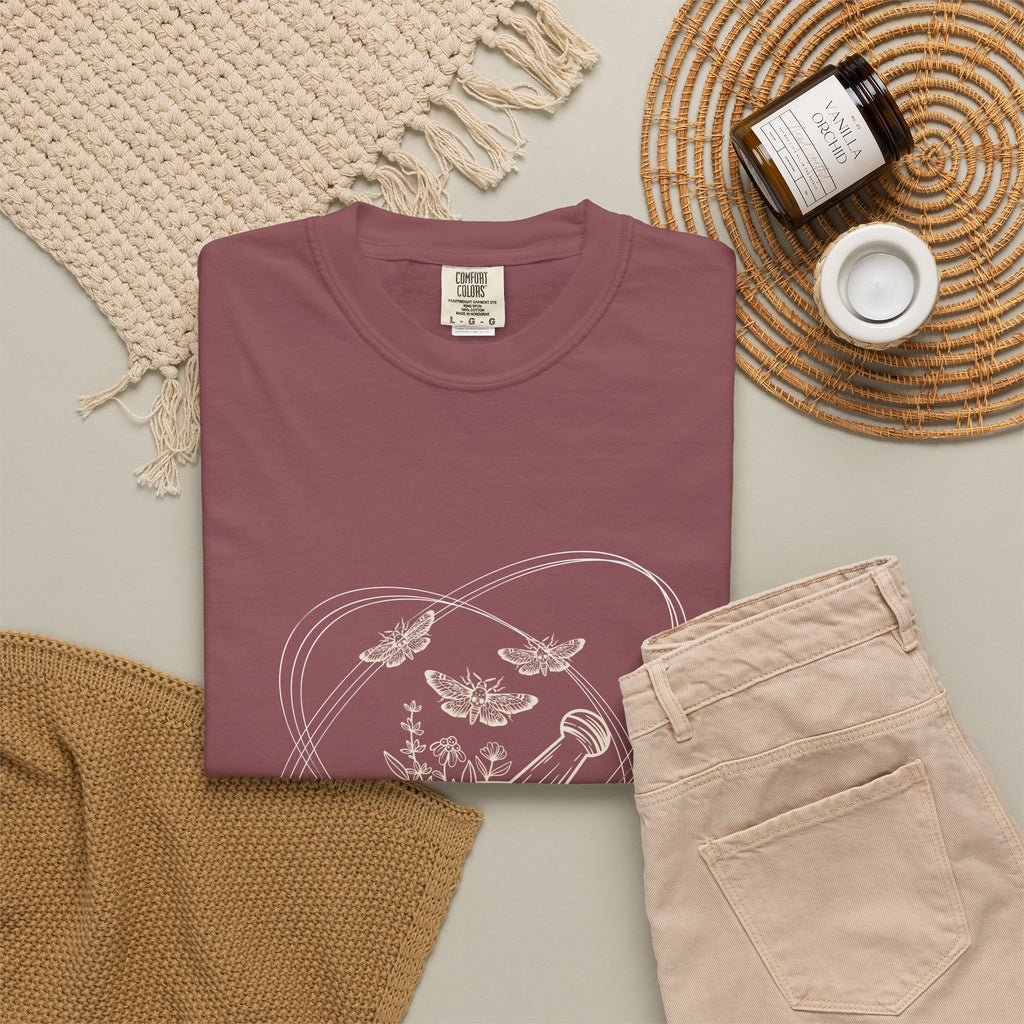 Mystic Tea Ceremony T-Shirt — Moon Phases & Moth Illustration