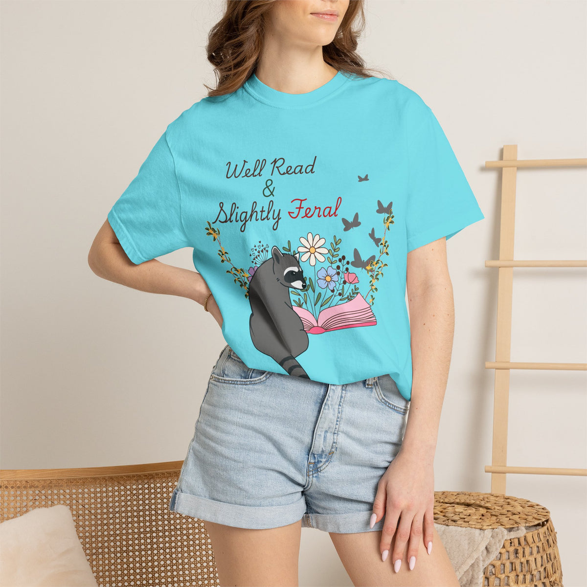 Well Read & Slightly Feral Reading Racoon - T-Shirts