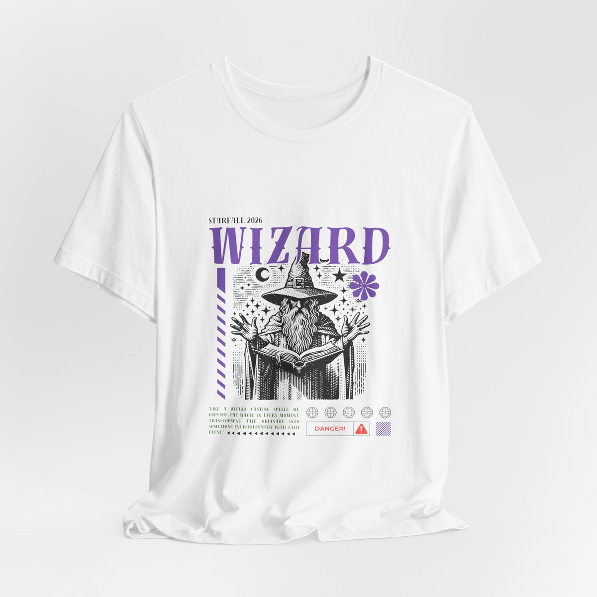 Wizard Graphic Tee — Vintage Spellbook Illustration T-Shirt