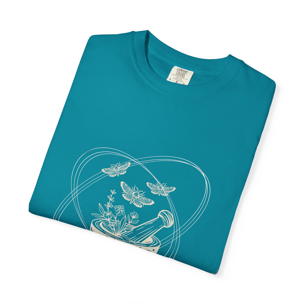 Mystic Tea Ceremony T-Shirt — Moon Phases & Moth Illustration