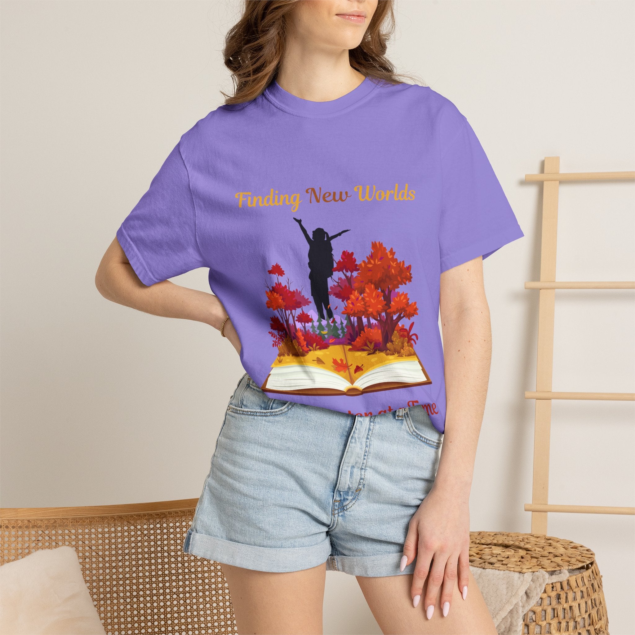 Book Lover T-Shirt — "Finding New Worlds One Chapter at a Time"