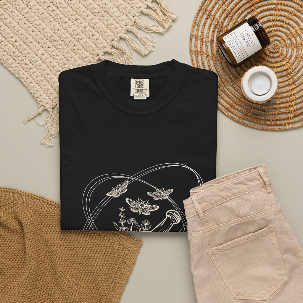 Mystic Tea Ceremony T-Shirt — Moon Phases & Moth Illustration