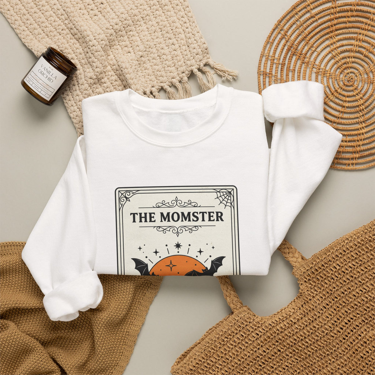 Momster Halloween Retro Crest Sweatshirt | spooky mom cardigan