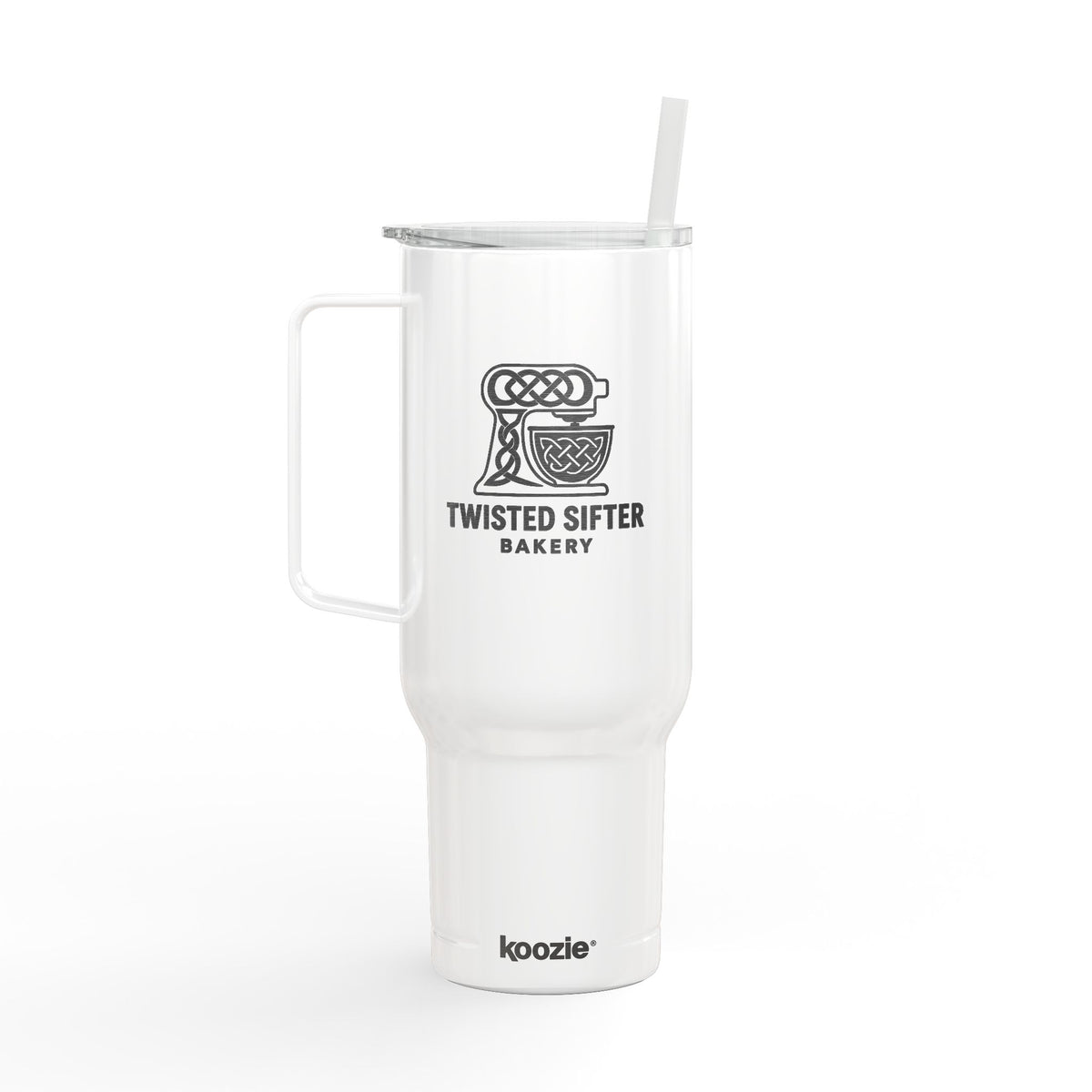 40oz Engraved Insulated Tumbler with Lid & Handle — 'I Scream for the Bakery' Coffee Travel Mug
