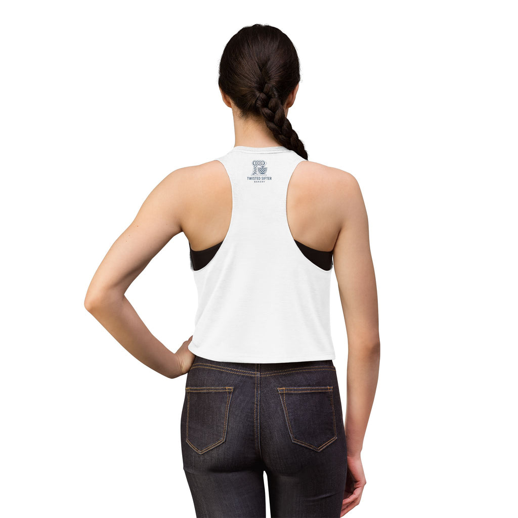 Women's Crop Top — Retro Roller Derby Graphic Tank ("Skater Dolls" Pink Moon)