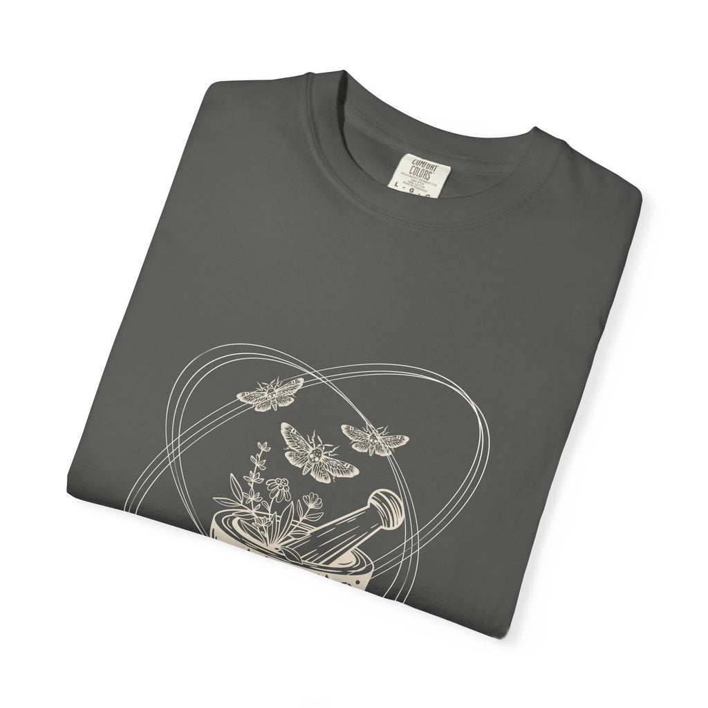 Mystic Tea Ceremony T-Shirt — Moon Phases & Moth Illustration