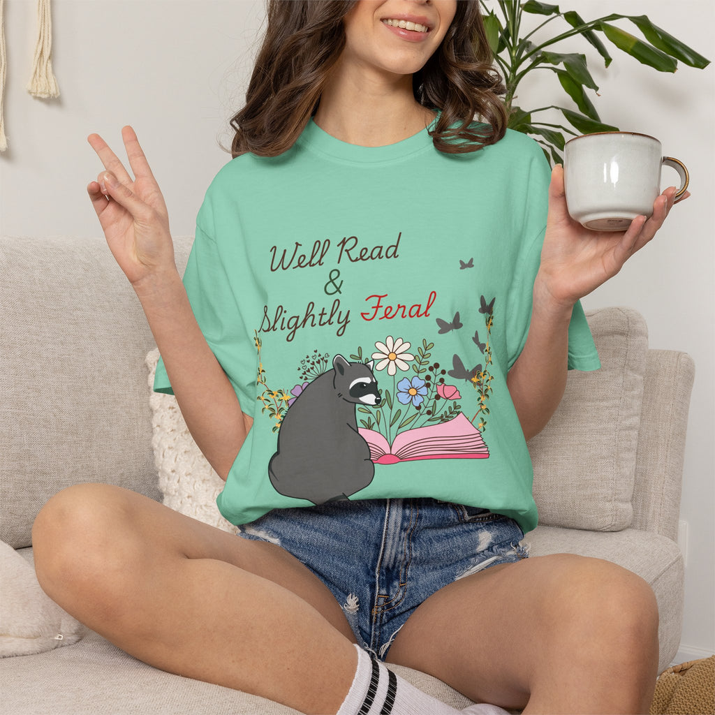 Well Read & Slightly Feral Reading Racoon - T-Shirts