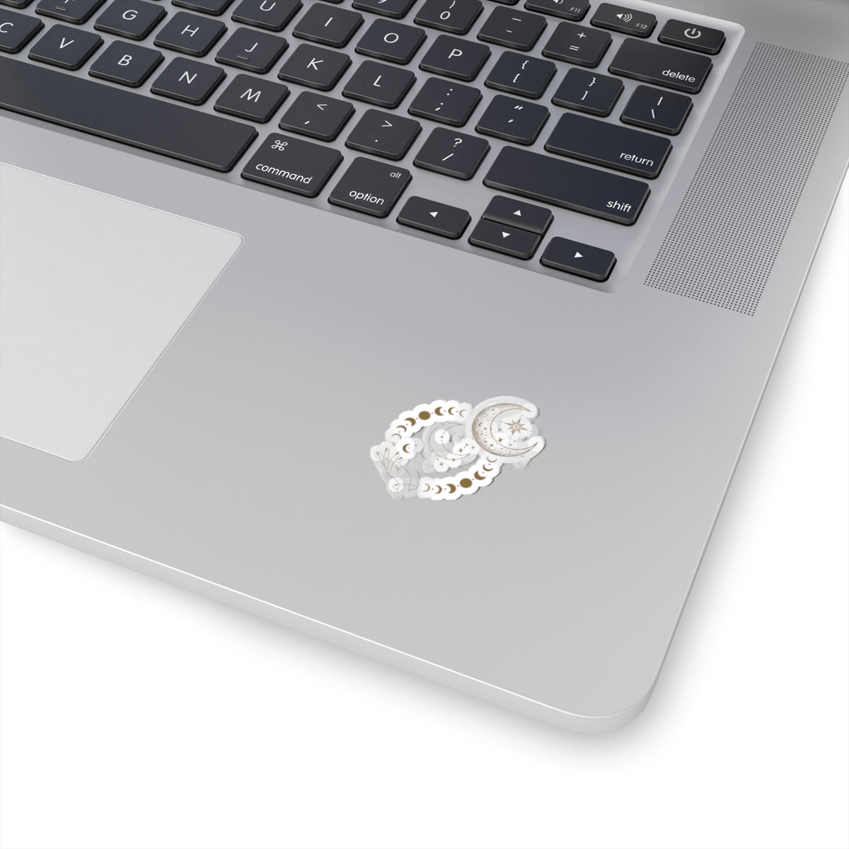 Celestial Moon Phase Kiss-Cut Sticker — Crescent Moon & Stars