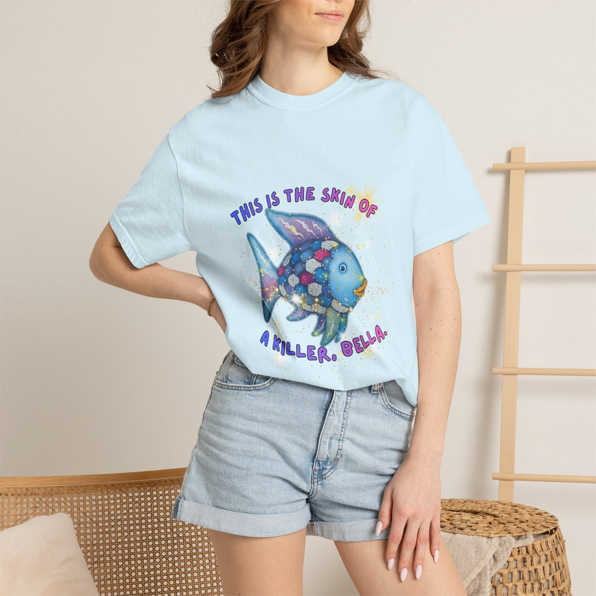 Fish Graphic T-Shirt — "This Is the Skin of a Killer, Bella" Colorful Ocean Artwork