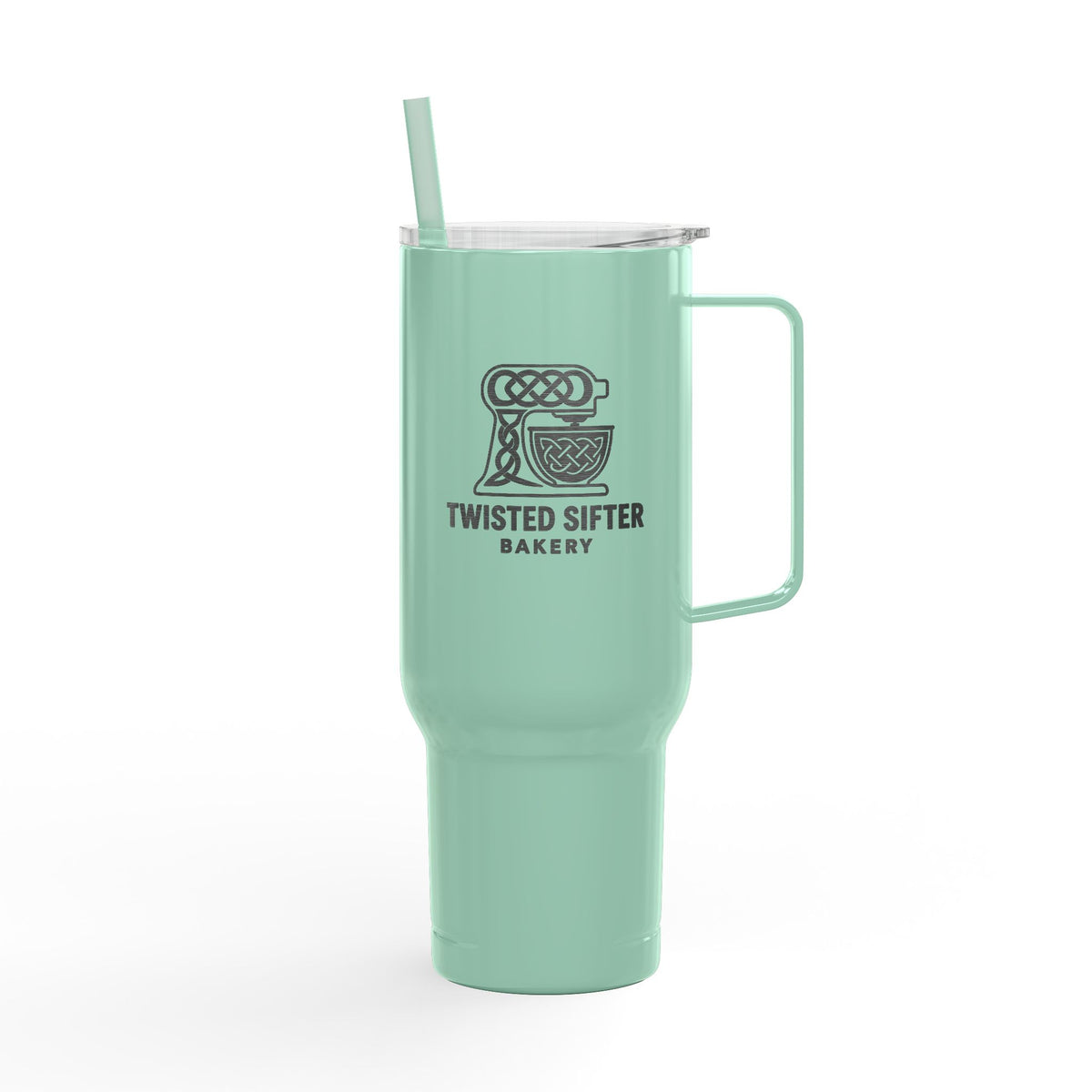 40oz Engraved Insulated Tumbler with Lid & Handle — 'I Scream for the Bakery' Coffee Travel Mug