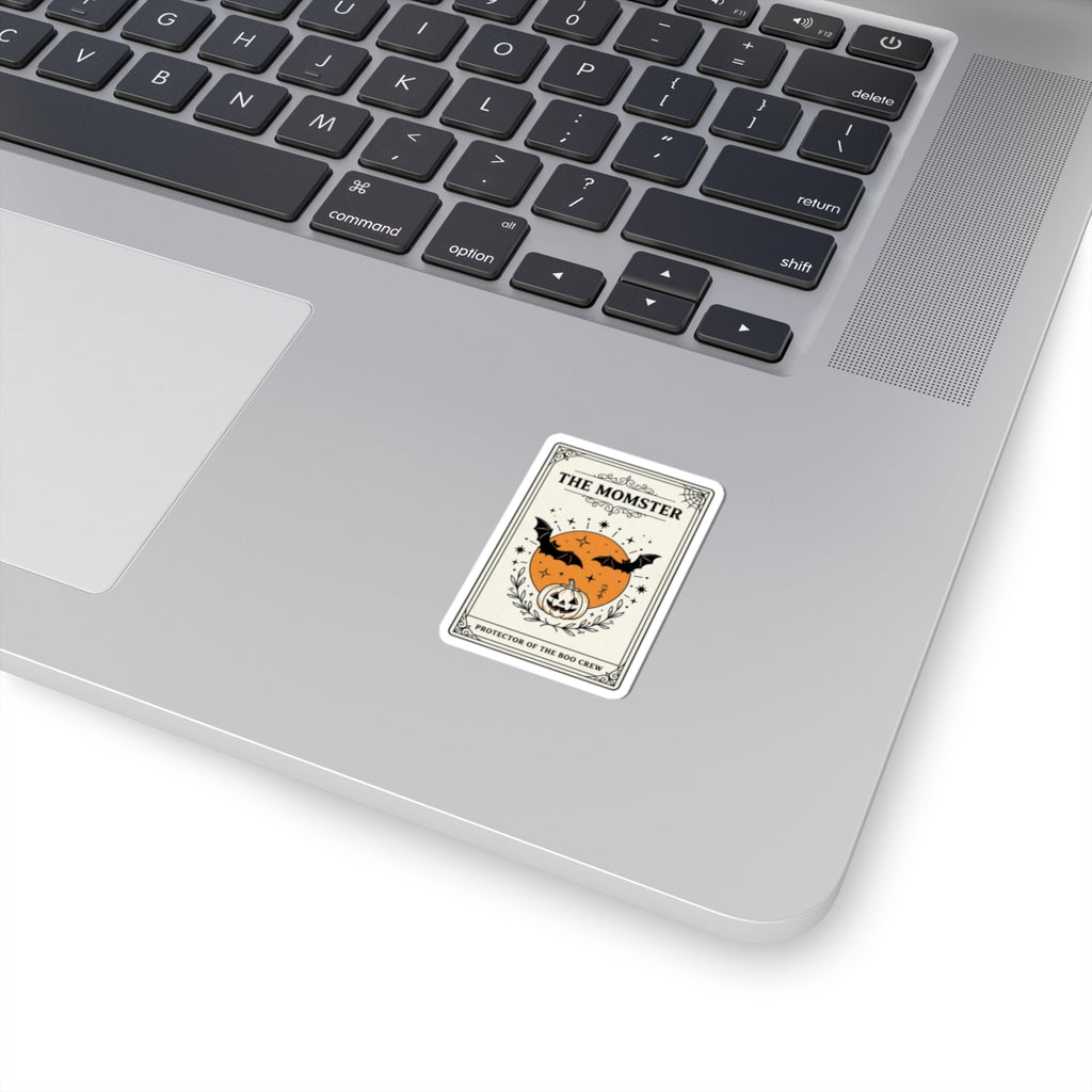 The Momster Sticker | Halloween Mom decal, bats & pumpkin, purple orange retro spooky