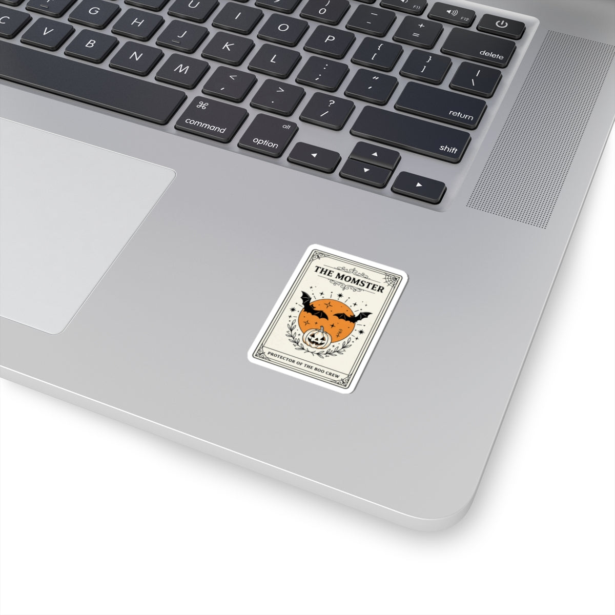 The Momster Sticker | Halloween Mom decal, bats & pumpkin, purple orange retro spooky