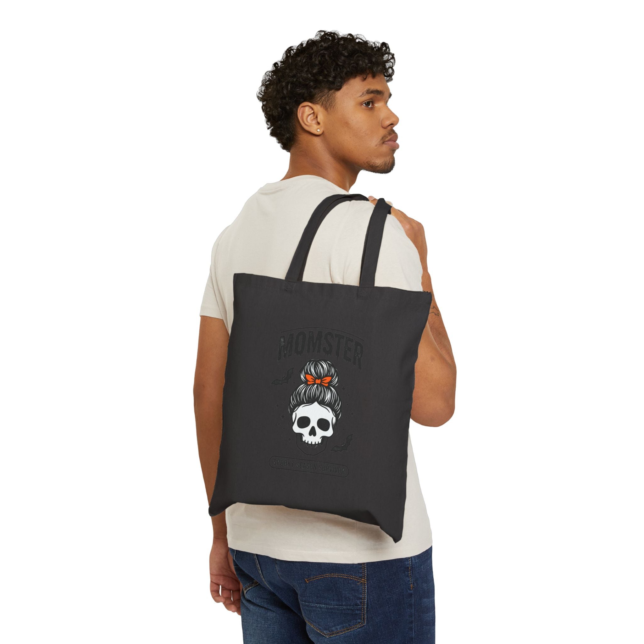 Momster Skull Mom Tote | Halloween Momster, Spooky Season Canvas Tote